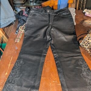 Harley-Davidson Black Leather Pants with Embroidery